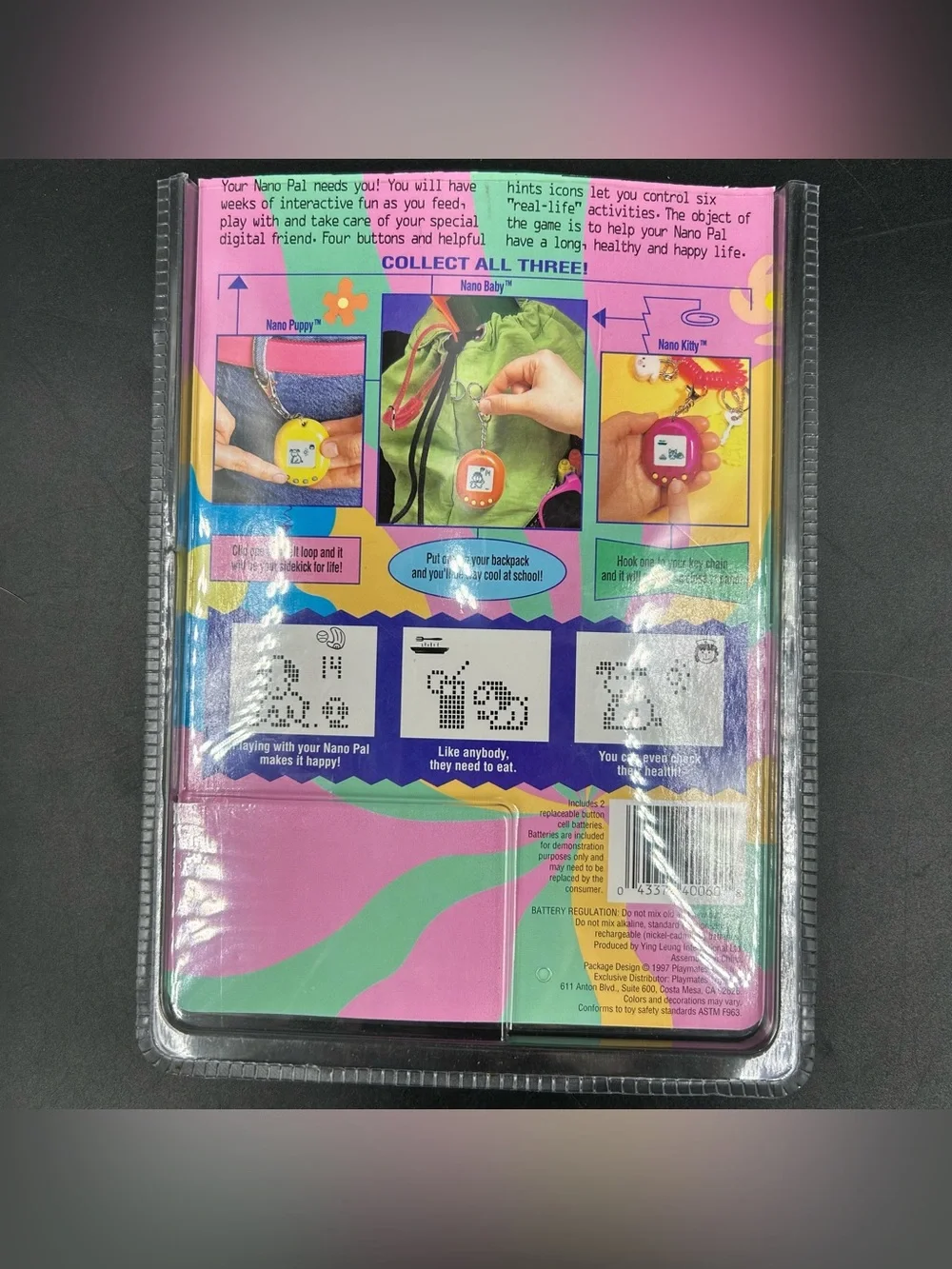 Vintage 1997 Nano Puppy Orange Virtual Pet Playmates Working Package Manual